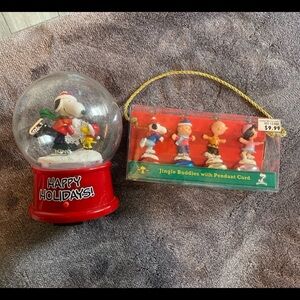 Snoopy Holiday Snow Globe and Jingle Buddies Bundle